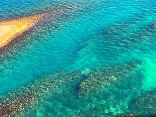 Sea blue azure clear water beautiful aerial view
