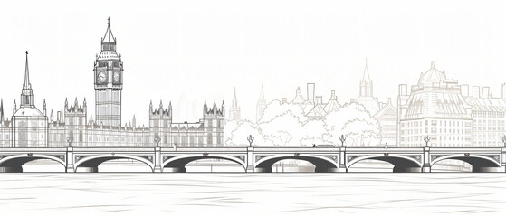 A Clock Tower Hand Drawn Big Ben London  Outline 