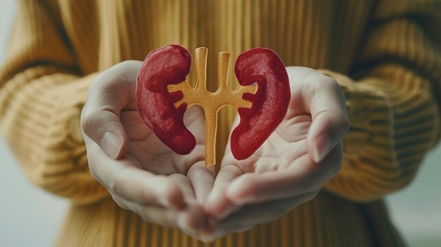 Hands Holding Kidney-Shaped Paper: World Kidney Day, GENERATIVE AI