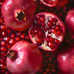 Crimson Jewels: A Luscious Pomegranate by Generative AI