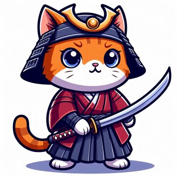 cat with samurai sword
