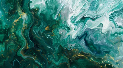 Poster Abstract acrylic painting in jade tone for background. © Natia