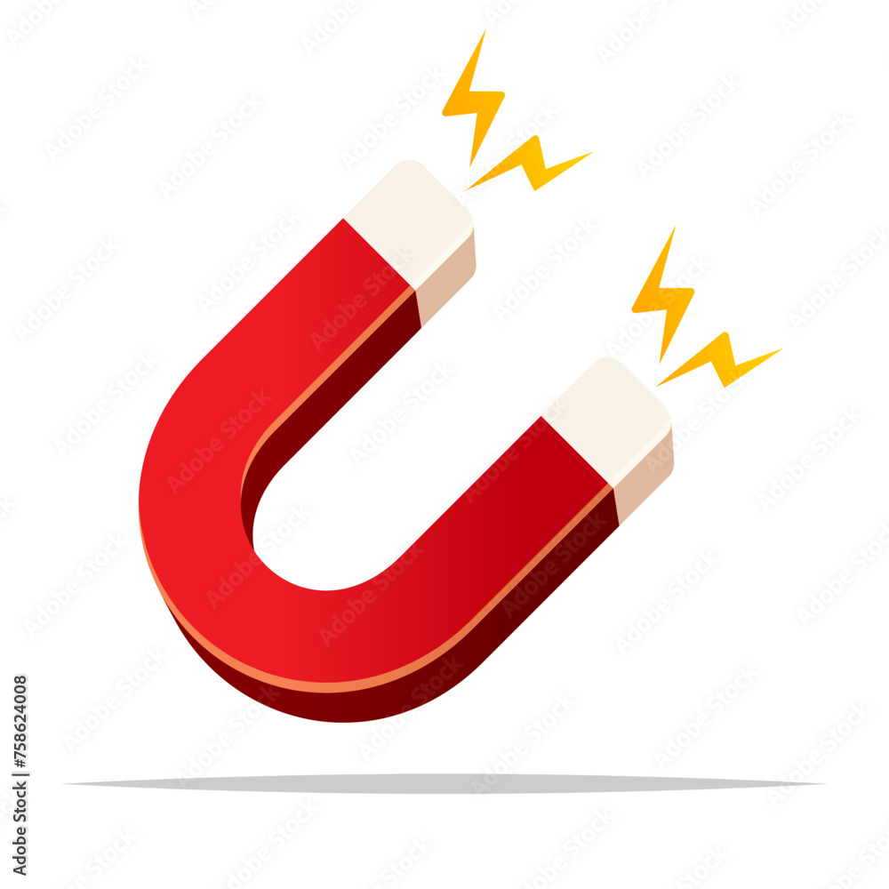 Sticker Red magnet vector isolated illustration