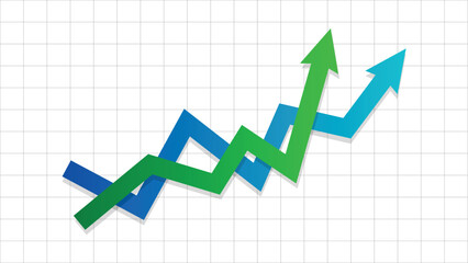two arrows graph race compete going up stock diagram profit business grow economic boom financial surplus © PictureXpress