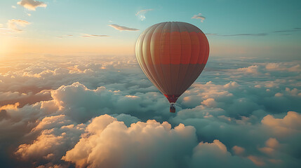 Fototapeta premium hot air balloon soaring high in the sky, symbolizing business growth and success