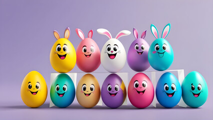 Fototapeta premium Easter eggs vector set design e in 3d realistic colorful. Easter eggs on a white colorful background. 