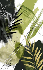 Background, wallpaper or abstract plants on canvas for wall frame, backdrop or print. Colourful, creative art or beautiful texture painting for interior artwork, copyspace and creativity inspiration