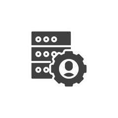 Person with a gear and data server vector icon