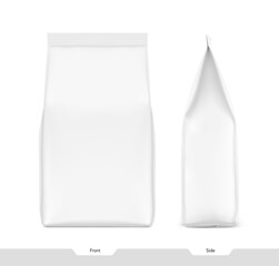 Realistic food bag isolated on white background. Front and side view. Vector illustration. Can be use for template your design, presentation, promo, ad. EPS10.