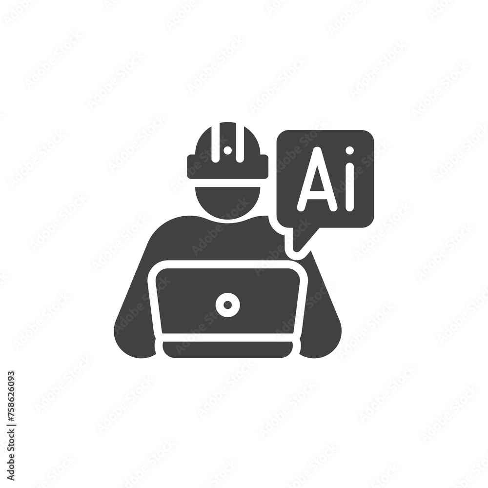 Aufkleber artificial intelligence engineering vector icon