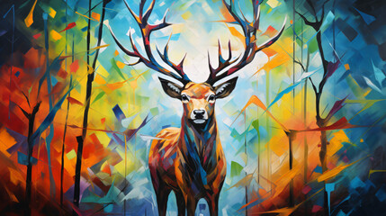 Abstract deer oil painting ..