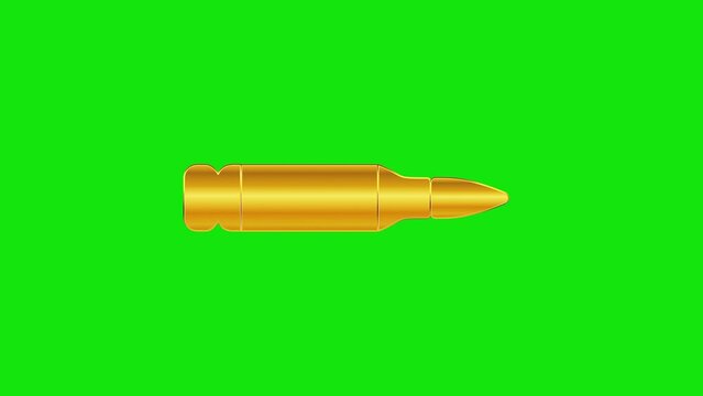 Bullet green screen animation for professional logo reveals. Chroma key. 4K. Perfect for video game intros, military, visual effect in films or videos.