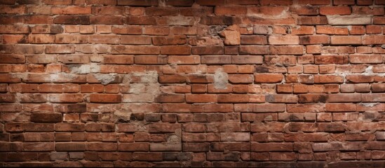 A detailed closeup of a brown brick wall showcasing intricate brickwork patterns resembling a piece of art. The rectangular bricks are arranged in a flooring pattern with woodlike textures