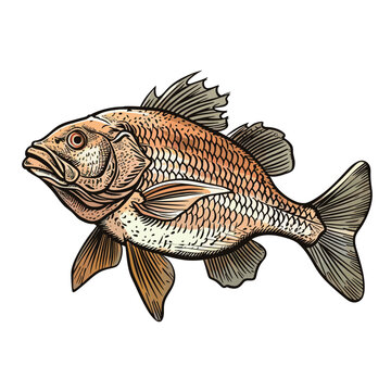 Illustration of a fish on a white background. Vector image.
