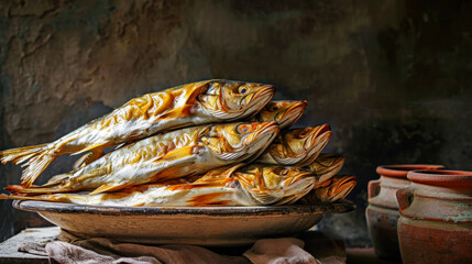 Assorted Smoked Fish Displayed on Table