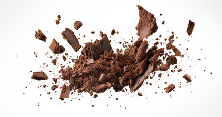 Scattered Chocolate Chunks Isolated
 - obrazy, fototapety, plakaty