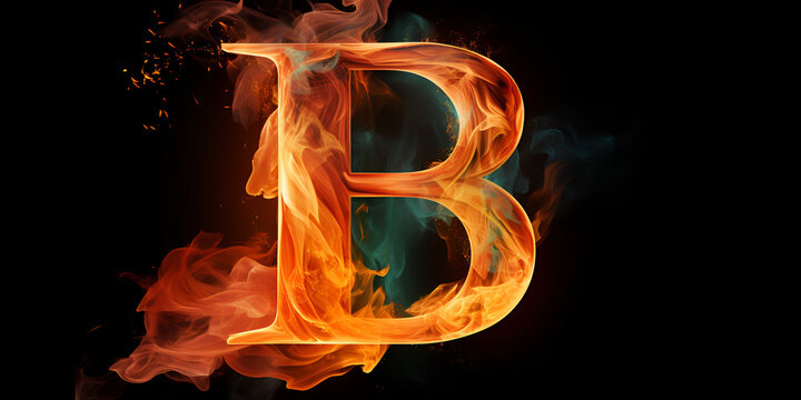 fiery font letter, letter, Alphabet amp Letter B B logo Monogram, Fire Letter B, Generative AI
