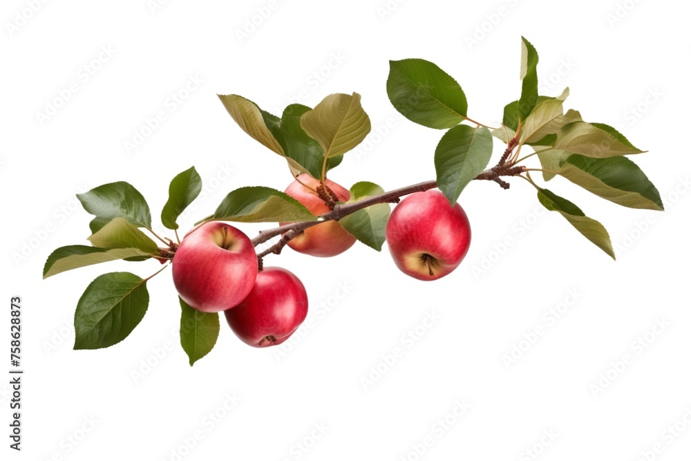 Poster apple tree branch with leaves isolated on white background this png file with an isolated cutout obj
