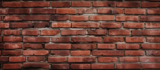 Obraz premium A closeup of a brown brick wall showcasing the intricate pattern of the brickwork. The composite material of bricks and mortar forms a sturdy building material laid by a skilled bricklayer