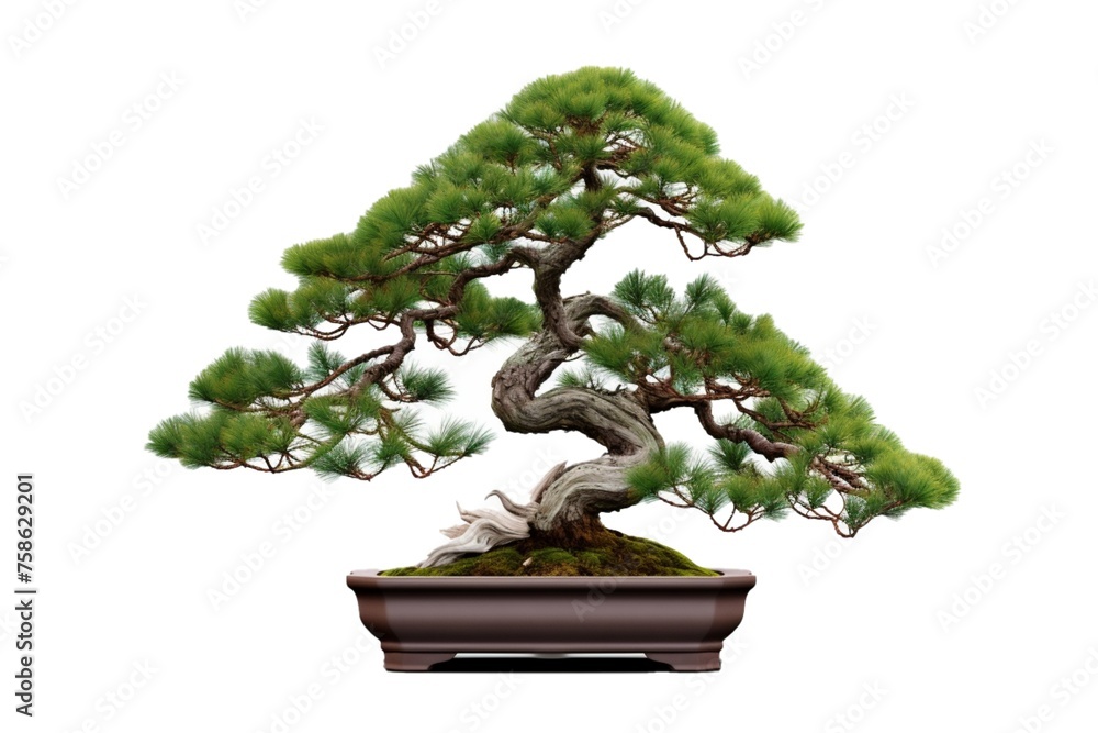 Poster bonsai pine tree against a white wall this png file with an isolated cutout object on a transparent 