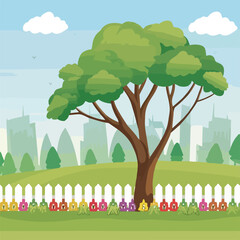outdoor park landscape vector illustration