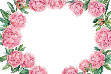 Illustration of a pink peony frame