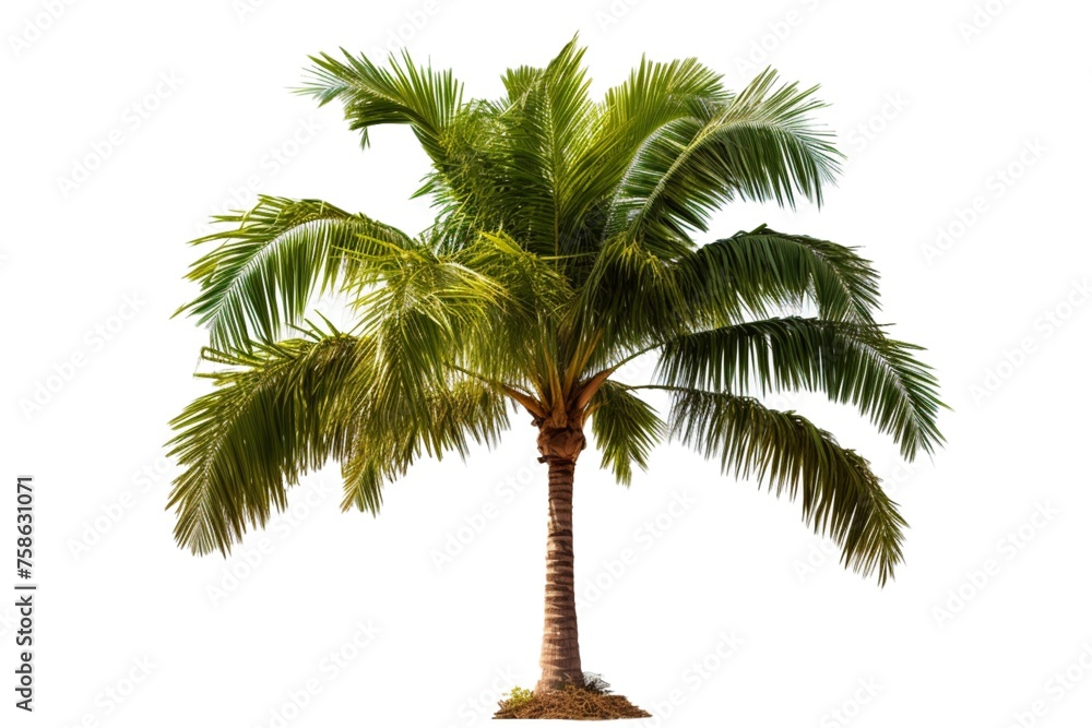 Poster young palm tree isolated on white background this png file with an isolated cutout object on a trans