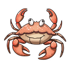 Cute cartoon red crab. Vector illustration isolated on white background.