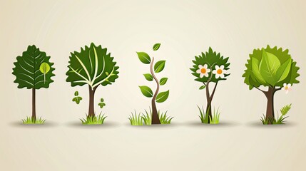 Obraz premium An icon or symbol that symbolizes plants such as trees, flowers and leaves