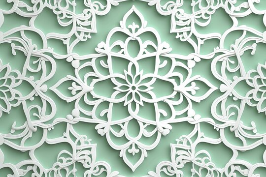 beautiful light green and white modern islamic ornament wall vector with floral pattern 