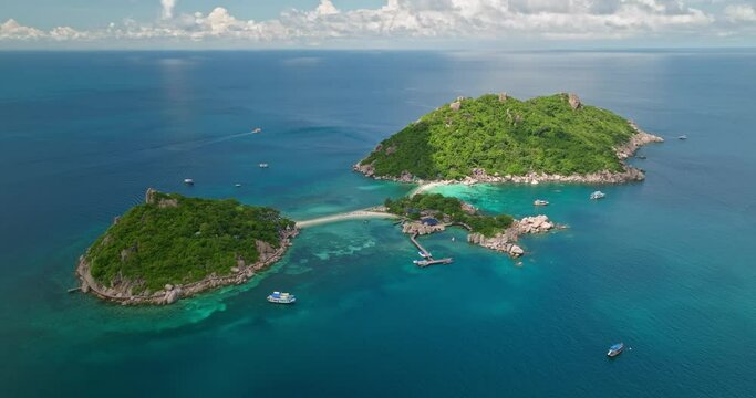 Aerial view of Koh Nang Yuan Island, Koh Tao in Thailand