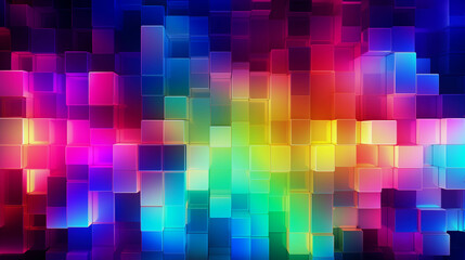 Background image with rainbow digital effect pattern.