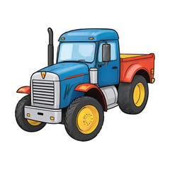 Obraz premium Truck Tractor Hand Drawn Cartoon Style Illustration