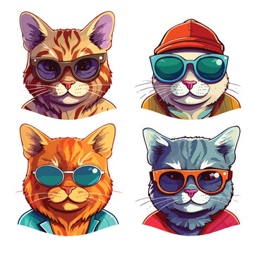 Cool Cats Clipart Clipart isolated on white background
