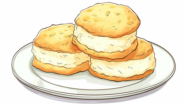 biscuits on plate, yellow, white filling, food clip art preview