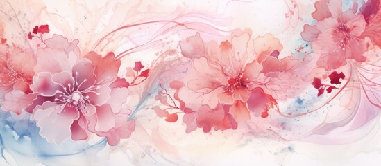 Abstract Floral Watercolor Marble Template.