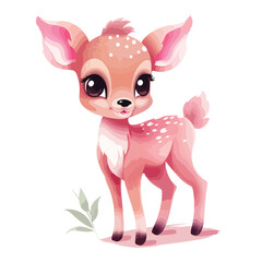 Cute Pink Fawn Clipart Clipart isolated on white background