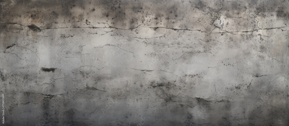 Poster a detailed monochrome close up of a gray concrete wall texture, capturing the rough surface and intr