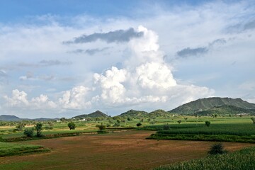 landscape with mountains and clouds