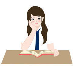 student reading book