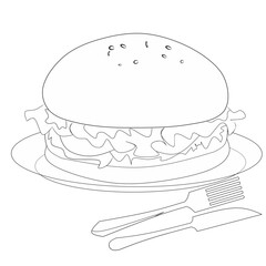 Cheese hamburger sketch for coloring