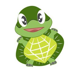 funny turtle cartoon character. Vector illustration of cute turtle character on white background