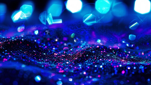 abstract glitter silver, purple, blue blur lights background