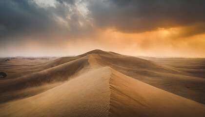 Fototapeta na wymiar Tall symmetrical sand dunes scene from a movie, dramatic sunset, landscape, cinematic, sands