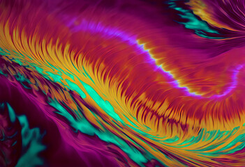 Abstract radial tie dye color gradient background with liquid style waves featured purple turquoise pink yellow and white. Seamless looping video animation stock