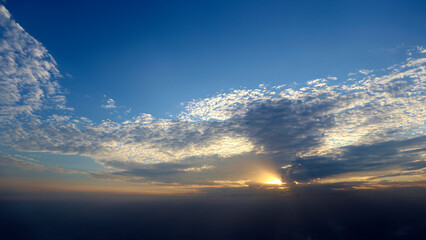 하늘, 석양, 구름, 일출