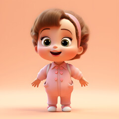 Realistic 3d render of a happy and cute baby - generated by AI	