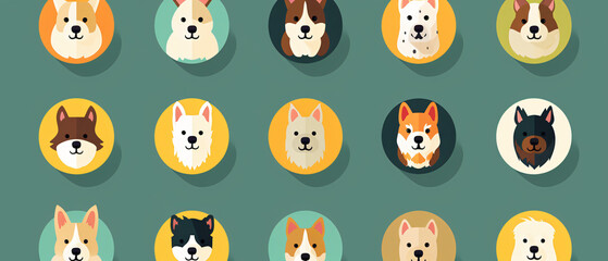 Animal dog flat icon elements