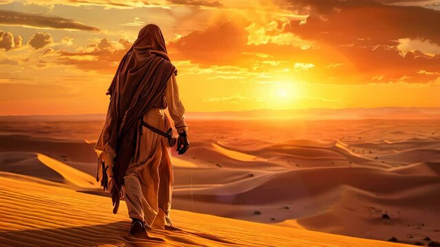 A desert warrior among dunes