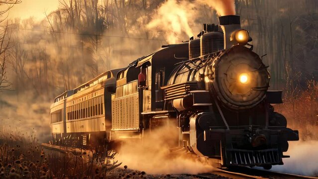 A majestic steam locomotive rolling